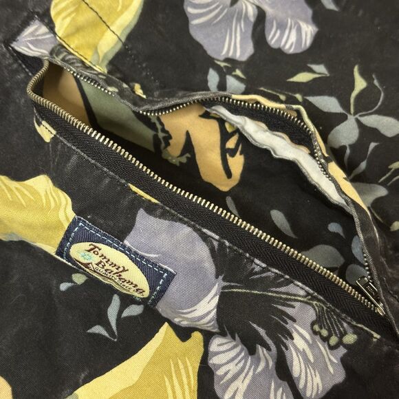 Tommy Bahama Tote Bag Beach Canvas Shoulder Strap Floral Black bv - Picture 6 of 8